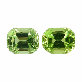 1.2ct Natural Cushion Faceted Pair of peridot from Pakistan