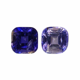 2ct Natural Iolite Pair in Cushion Cut from Madagascar